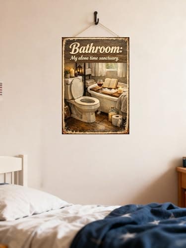 Bathroom My Alone Time Sanctuary Metal Tin Sign Vintage Relax Wall Decor Funny Restroom Artwork Rustic Home Spa Toilet Plaque Meditation Style Gift 8x12 Inch Pre Drilled Hanging Sign - Thumbnail 2