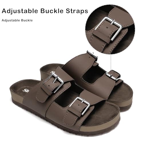 Stelle Kids Sandals Boys Summer Shoes Girls Slippers Slip on Slides with Adjustable Straps for Little Kid/Big Kid(Chocolate,13ML) - Thumbnail 4