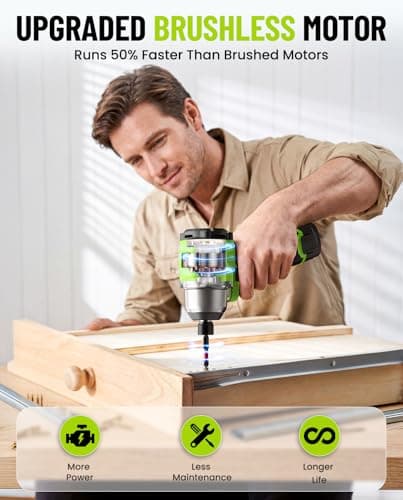 Robustrue 16.8V Max Brushless Impact Driver Kit, 1416 In-lbs Torque, 1/4" Hex Cordless Impact Drill with 2x 2000mAh Batteries, 4100 Max BPM, Power Tool Set for Home Improvement, DIY & Light Automotive - Thumbnail 2