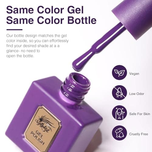 GELLAKTIK Gel Polish Set of 6 Colors 12ml with Purple Beige,Spring Gel Nail Polish Set for Salon DIY at Home, Soak Off LED UV Gel Nail Polish, Gifts for Women Girls - Thumbnail 6