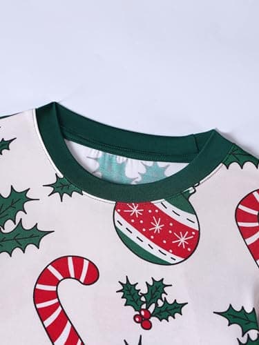 NewSeed Family Christmas Matching Set, Soft Lightweight Bamboo Viscose Holiday Wear Sets for all family members(Kids, Christmas Bell Candy Cane, 9-10Y) - Thumbnail 2