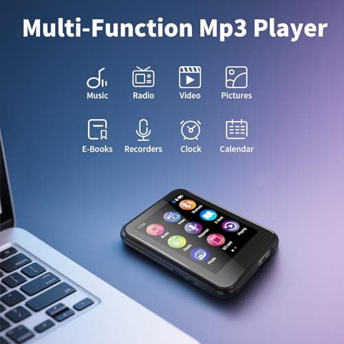 QNGEE MP3 Player with Bluetooth 5.3, 16GB 2.4-Inch Full Touchscreen Music Player for Kids, FM Radio, Voice Recorder, Hi-Fi Sound, E-Book, Earphones Included - Thumbnail 5