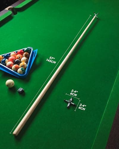 LOCKCUE 57" 2 Piece Pool Cue Stick, Maple Wood with Chrome-Plated Zinc Alloy Screw-on Cross Bridge Head - Thumbnail 6