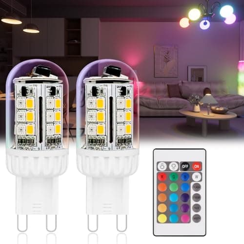Noobibaba G9 LED Bulb Color Changing Remote Controlled, G9 RGB Light Bulbs LED Not Smart, 3W 100-240V 2700K Warm White+15 Multi Color for Indoor, Party & Home Decor (2 Bulbs and 1 Remote) - Image 1