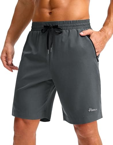Pudolla Men's Workout Shorts Quick Dry Running Summer Shorts Sports Athletic Gym Shorts with Pockets(Iron Grey L9_2XL) - Image 1