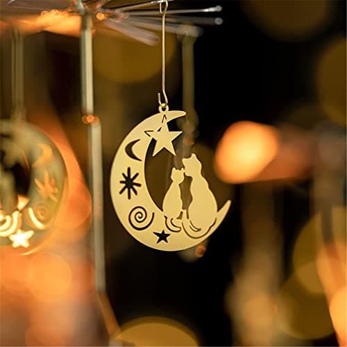 Spinning Candle Holder, Rotating Carousel Tealight Candle Holder, Unique Birthday Gift for Women, Mom, Sister, Friends, Christmas, Valentine's Day (Moon Cat) - Thumbnail 4