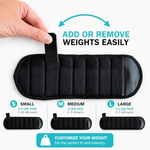 W8FIT Adjustable Wearable Wrist Arm Weights for Walking, Fitness, and Physical Therapy (2.5 LBS SET 1.25 LBS each) SMALL 4-6 inches - Thumbnail 5