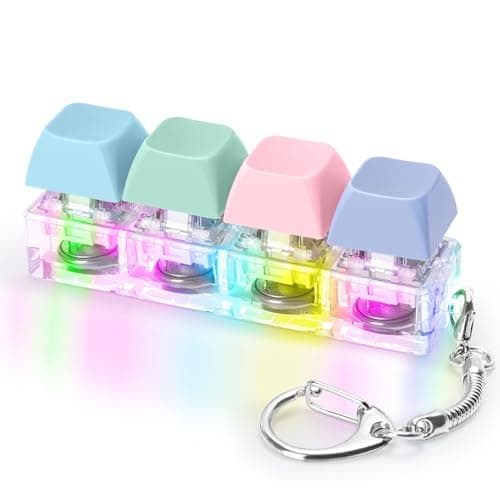 HOMQYTE Keyboard Fidget Toys Adults Fidget Keyboard Clicker with LED Light Keychain Sensory Toys for Anxiety Stress Relief (Macaron2, 4 in 1) - Image 1