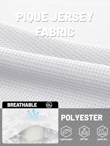 TACVASEN Polo Shirts for Men Dry Fit Short Sleeve Performance Collared Shirt Light UPF 50+ Tactical Work Golf Polos White, L - Thumbnail 6