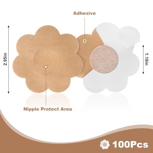 NAYODEUS 100 Pcs Pasties Nipple Covers for Women - Disposable Nipple Pasties Friendly Breathable No-Show Nipple Stickers Nipple Tape. - Thumbnail 2