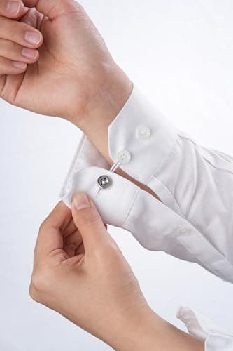 Nebubag 8PCS Collar Extenders For women & Mens Shirts,20L Alloy Button Extender For Dress Shirts Neck Collar Cuffs (Silver) - Thumbnail 4