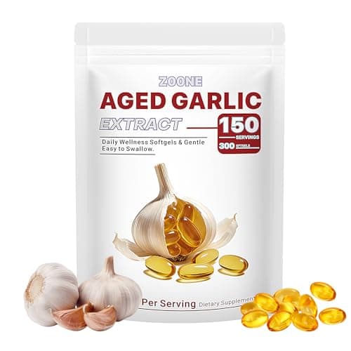 Zoone Aged Garlic Extract Softgels, Odorless Garlic Supplement, Heart & Immune Antioxidant Support, Easy-to-Swallow, 500 mg Per Serving, 300 Softgels, 150 Servings - Image 1