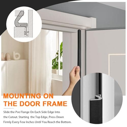 Storystore 20 Ft Weather Stripping Door Seal, Foam Kerf Door Weather Stripping for Doors and Windows Insulation with Slot Card Frame,White - Thumbnail 6