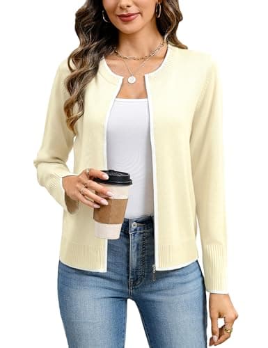 Totatuit Long Sleeve Sweaters for Women Fashion Soft Knitted Zip Up Jacket Lightweight Soft Fashion Cardigan Casual Outfits Apricot X-Large - Image 1