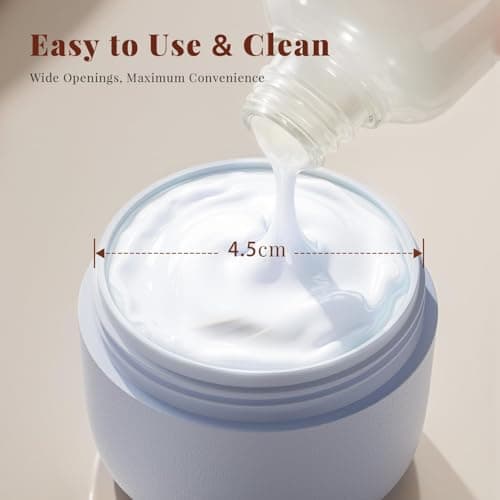 Trimcoo New Travel Toiletry Containers [Ultra Leakproof] TSA-Approved, PLA Hard Shell Jars with 5 Magnetic Labels, Wide Mouth Bottles for Lotion, Cleanser, Shampoo, Conditioner, Blue, 3 Pack, 1OZ - Thumbnail 3