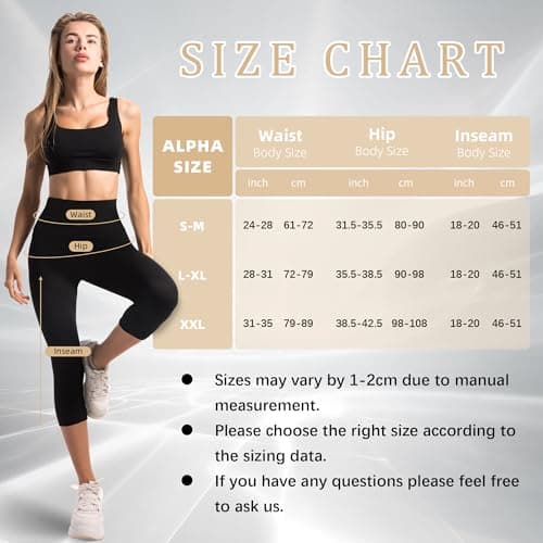Ipletix Capri Leggings with Pockets for Women-2 Packs High Waisted Buttery Soft Opaque Yoga Pants for Gym Workout Black LXL - Thumbnail 6