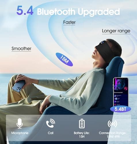 TOPOINT Sleep Headphones Bluetooth 5.4, Sports Wireless Earphones Sweat Breathable with HD Stereo Speaker for Women Men Sports Gifts Workout Jogging Yoga Insomnia Travel Meditation - Thumbnail 2