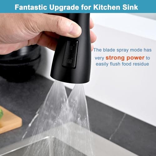 Stainless Steel Kitchen Faucet Head Replacement, Matte Black 3-Function Pull Down Spray Head for Pull-out Kitchen Faucet, High Pressure Sink Spray Nozzle with 9 Adapters Compatible with Most Faucets - Thumbnail 3