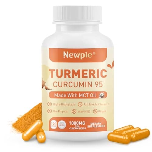 Turmeric Curcumin Supplement with MCT Oil 50mg,120 Capsules 1000mg Turmeric Extract 95% Curcuminoids,Fat Soluble Vitamin C,Bee Propolis,Ginger,Vitamin D3,Zine,Non-GMO,Gluten Free (1) - Image 1