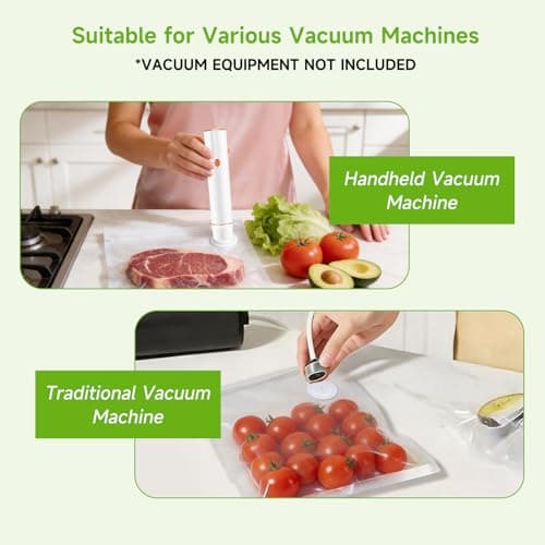 Vixino Vacuum Sealer Bags for Food, 30 Reusable BPA-Free Food Storage Bags for Sous Vide, Freezer, Microwave, Works with Handheld Vacuum Sealer and Vacuum Sealer Machine with External Vacuum Systems - Thumbnail 6
