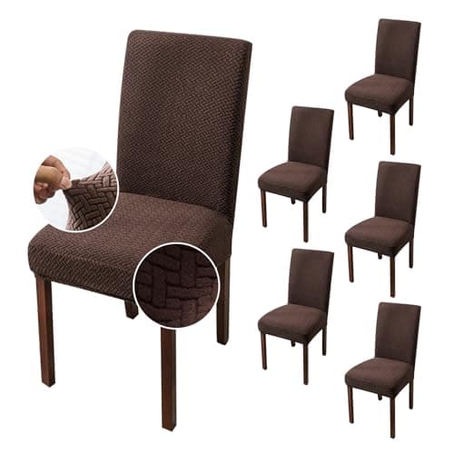 Genina Chair Covers for Dining Room Chair Covers Dining Chair Slipcovers Stretch Kitchen Parsons Chair Cover (Chocolate, 6 PCS)