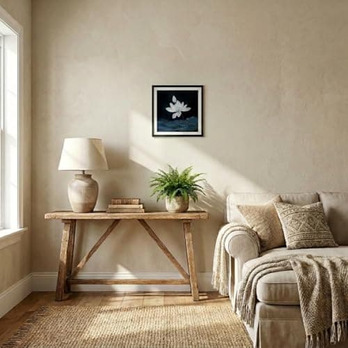 Framed Lotus Flower Wall Art, Small Zen Botanical Picture Print, 12x12” - Thumbnail 4