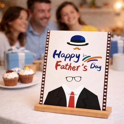 Happy Fathers Day Tabletop Decor, Reusable Wooden Centerpiece for Desk Shelf Mantel, Happy Father’s Day Wood Sign for Home Farmhouse Decor - Thumbnail 6