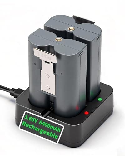 YoPower 2-Pack 6400mAh Replacement Battery with Charger Station for Ring-Doorbell, 3.65V Rechargeable Camera Batteries for Ring Video Doorbell 2/3/3 Plus/4, Spotlight Cam, Stick Up Cam - Image 1