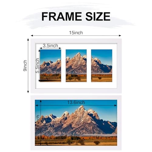 Vittanly 8x14 Picture Frames Collage Wall Decor, Displays 3Pcs 4x6 Pictures with Mat or 1Pcs 8x14 without Mat, Collage Picture Frame for Horizontal or Vertical Display, White, 1 Pack - Thumbnail 5
