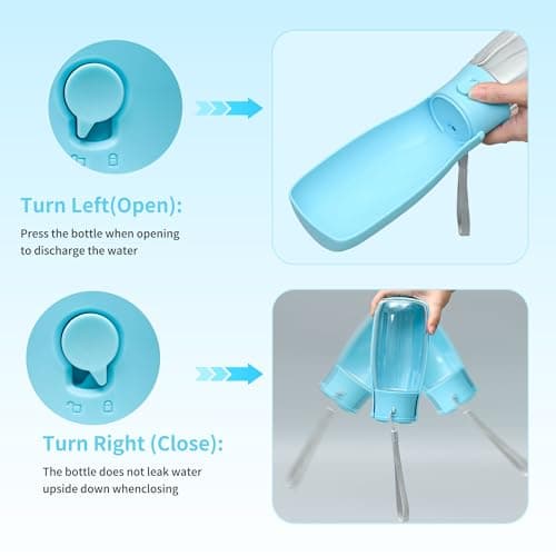 Dog Water Bottle, Leak Proof Portable Puppy Water Dispenser, Travel Puppy Water Bowl, Foldable Transparent Dog Water Bottle for Pets Outdoor Walking, Hiking, Travel, Food Grade Plastic - 19oz Blue - Thumbnail 5