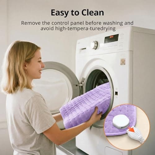 Heating Pad for Period Cramps, XXL Large Heating Pads for Lower Back Full Body Pain Relief, Moist Electric Heating Pad with Dry Heat, 6 Heat Settings, Auto Shut-Off, Washable - Thumbnail 6