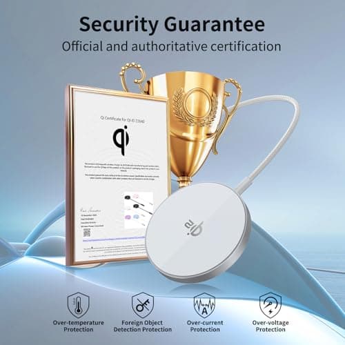 Wireless Charger - Magnetic Charger for iPhone 17/16/15/14/13/12 Series– Qi2 15W Magnetic Wireless Charger with Ultra-Thin Aluminum, Includes 25W Adapter – Travel & Desk Essential, Gaming - Thumbnail 2