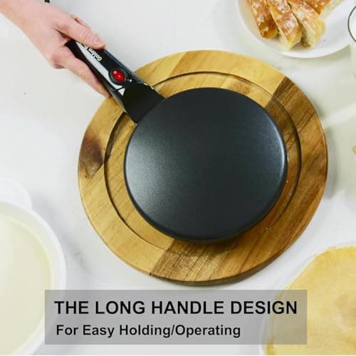 Crepe Maker Electric, 8" Crepe Pan Nonstick with Batter Spreader & Dipping Tray, 800W Quick Heat-Up & Auto Temperature Control for Perfect Pancakes, PFOA & BPA Free, Easy Clean Red - Thumbnail 6