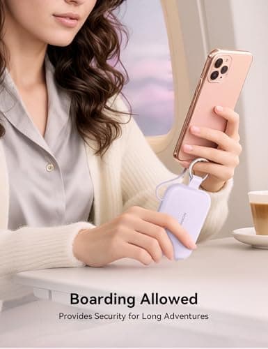 RORRY Portable Charger, 5000mAh Portable Charger Power Bank with Built-in Cables, Travel Keychain Charger Battery Pack for iPhone 17/16/15/14/13/12, for AirPods 2/3/4/Pro, Black - Thumbnail 6