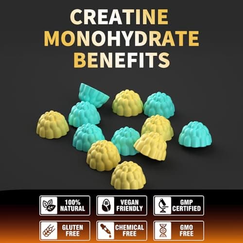 Nutravita NSF Certified Creatine Gummy - Creatine Monohydrate Gummies for Men & Women-5g of Creatine Monohydrate per Serving - Sugar Free,Vegan,Blueberry Pineapple Flavor, 120 Count - Thumbnail 4