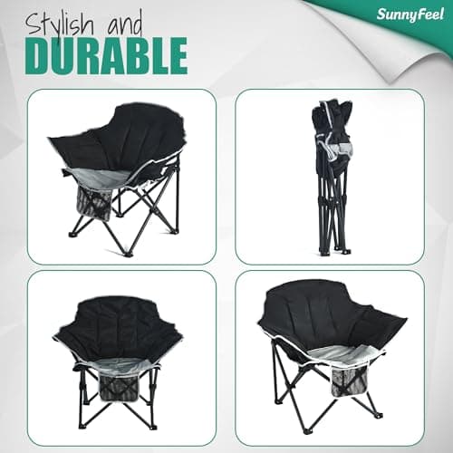 SUNNYFEEL Oversized Camping Chair Heavy Duty Folding Moon Chair Large Sofa Chair for Adults 500 LBS Portable Camp Lawn Chair with Storage Bag for Beach, Trip, Lawn, Outdoor Camp for Adults & Carry Bag - Thumbnail 6