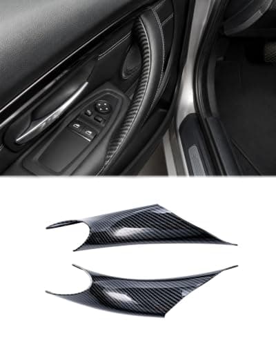 iCarPro Carbon Fiber Pattern Interior Door Pull Handle Cover for BMW F30 F31 F34 F80 3 Series 2012-2018, F32 F33 F36 F82 4 Series 2014-2020, Sticky Melting Interior Handle Fix, 2PCS