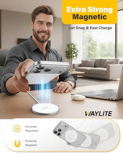 25W Magnetic Wireless Charger, 10FT Fast Charging Pad Wireless Charge for iPhone 17 16 /AirPods3/2/Pro/for Galaxy S26 Ultra/Pixel 10 Series, Portable Charger for Desk& Travel(2Pack,White) - Thumbnail 3