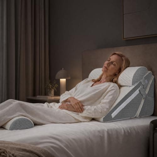 NymphsReco Adjustable Wedge Pillow Set 4PCS, Cooling Gel Memory Foam Bed Wedge with Dual Head Pillows, Extra-Wide Incline Pillow for Acid Reflux, GERD, Sleep Apnea & Post Surgery Recovery, White/Grey - Image 1