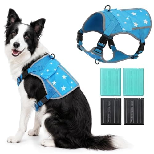 SAVIOR COOL Dog Cooling Vest Harness 4 PCM Ice Packs Up to 3+ Hours