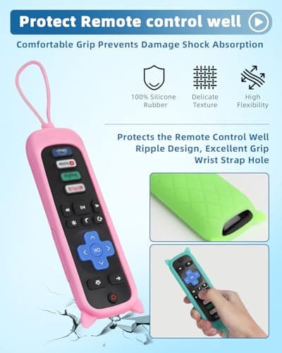 Remote Cover for Roku – 2 Pack Silicone Case Compatible with Roku TV Remotes for TCL/Hisense, Streaming Stick & Express, Universal Controller Sleeve, Glow in The Dark (Blue & Purple) - Thumbnail 4