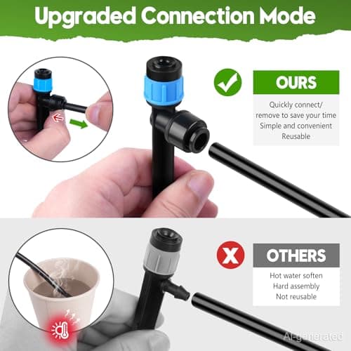 240FT Drip Irrigation System Kit Quick-Connect, Automatic Garden Watering System for Raised Garden Beds, Greenhouse, Yard, Lawn, Plant with 1/2 inch Hose 1/4 inch Distribution Tubing and Accessories - Thumbnail 5