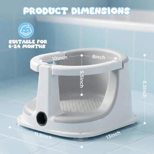Baby Bath Seat for Babies Sitting Up, Bath Seats Sitting Up for Infant,Safe & Comfortable Toddler Bath Seat, Features an Open Design, Non-Slip Baby Bathtub with 3 Suction Cups(6-24Month) - Thumbnail 3