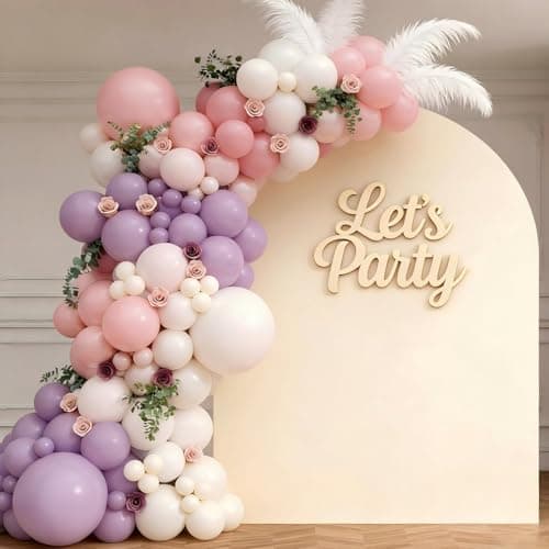 Pink Purple White Balloon Garland Arch Kit 143Pcs Lavender Light Pastel Purple Pink White Latex Balloons for Butterfly Bridal Shower Birthday Wedding Party Decorations - Image 1