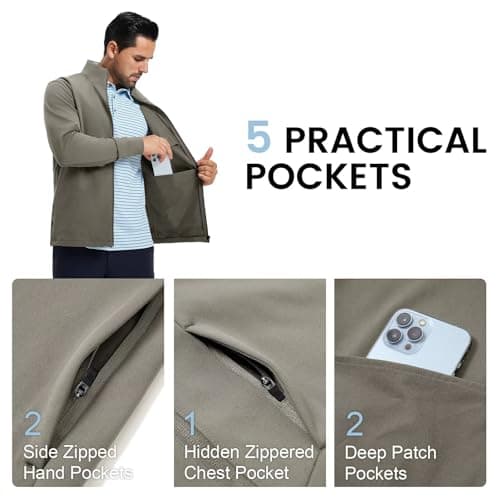 MAELREG Mens Jacket with Zipper Pockets Casual Stylish Lightweight Softshell Jacket Men for Golf Work Windbreaker - Thumbnail 4