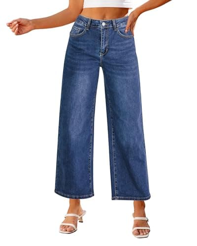 luvamia Wide Leg Jeans Woman Trendy Cropped Jeans for Women High Waisted Classic Blue Wide Leg Pants for Women Size Small Fits Size 4-6 - Image 1