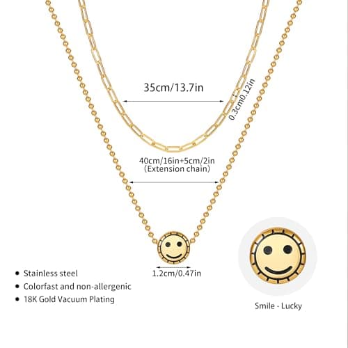KISSKIKO Layered Choker Necklace for Women | Stainless Steel 18K Gold Plated Colorfast Chain | Collarbone Chain Necklace for Women to Bring Good Luck - Thumbnail 2