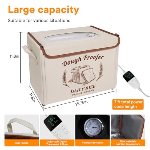Folding Bread Proofing Box - Foldable Dough Proofer Boxs, with 6-speed 50-131℉ Temp Control & 9-speed 48H Timer, Fermentation box for Sourdough, Pizza, Yogurt, Kombucha - Thumbnail 2