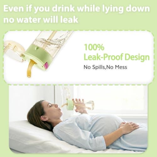 PPSU Water Bottle for Postpartum & Bedridden Care, Sip-Controlled Flow & Anti-Choking Design, Patented Leak-Proof Easy Drinking Cup with Straw, Spill-Proof for Seniors, Pregnancy & Recovery(17oz) - Thumbnail 2