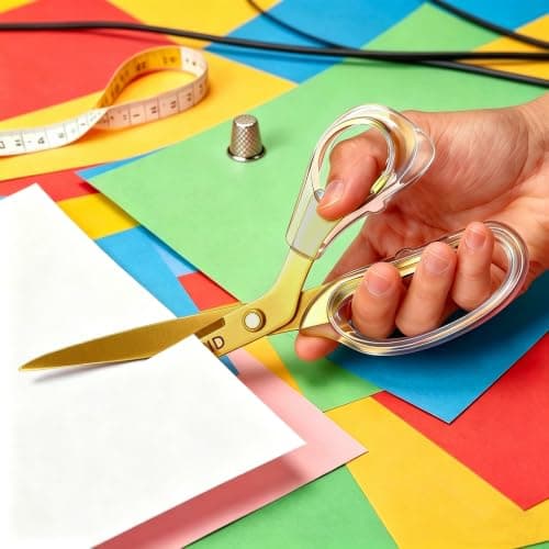 scissors all purpose scissors for office, 9 Inch Titanium Coated Blades and Ergonomic, Clear Sscissors for Office Desk, Modern Design for Craft, Sewing, fabric,Office/Gold - Thumbnail 4